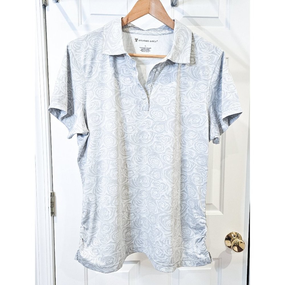 Oxford Golf Gray Floral Women's Golf Polo Size Large in Great Condition